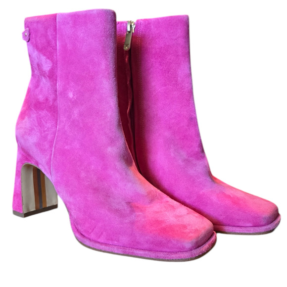 Sam Edelman Irie Suede Booties Pink Zip Size 6 M - Picture 1 of 8